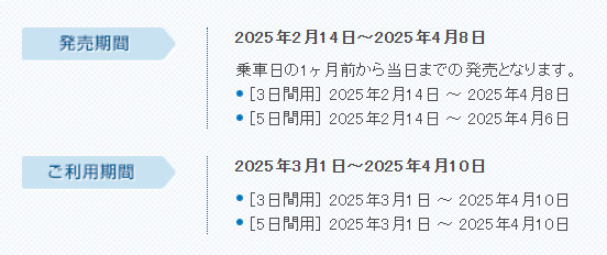 Vé seishun 2025 mùa xuân