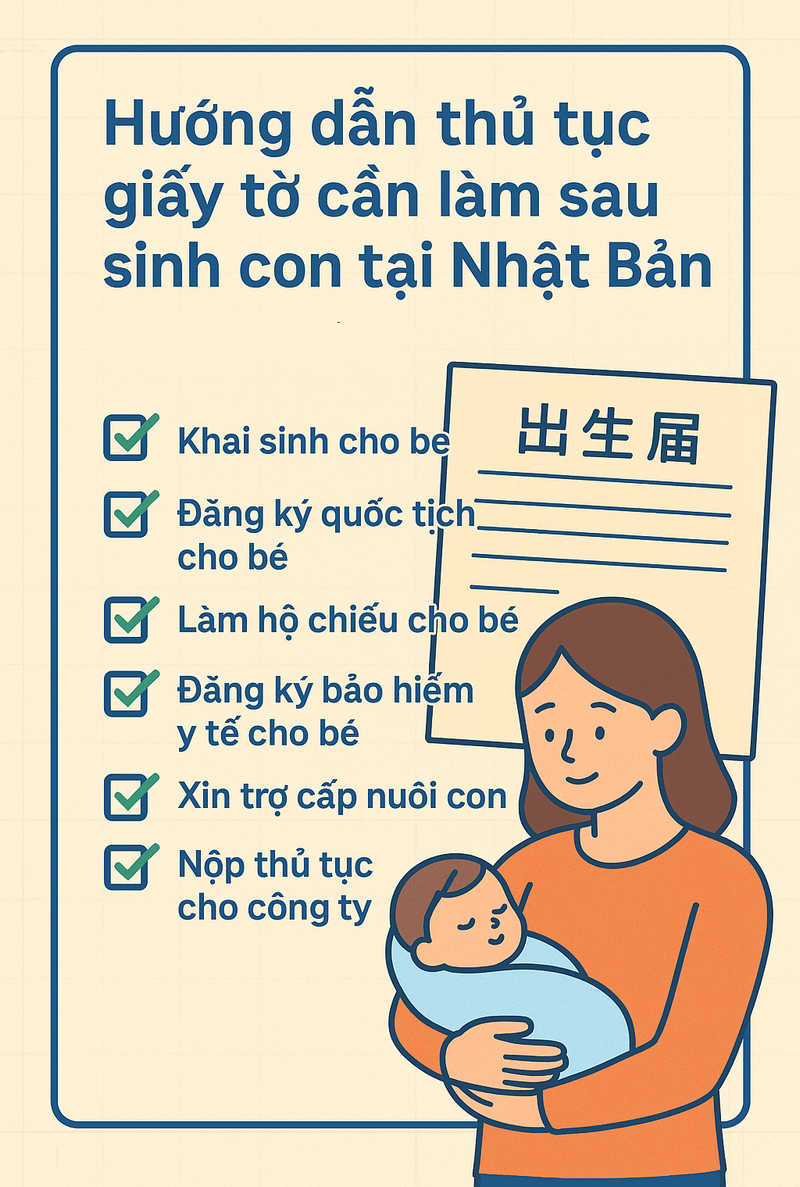 Chi tiết thủ tục giấy tờ cần làm sau khi sinh con tại Nhật Bản